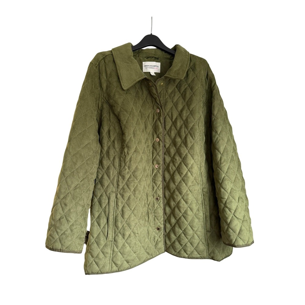 Isaac Mizrahi Bridgehampton Quilted Barn Jacket‎ Olive Green Plus Size 4X